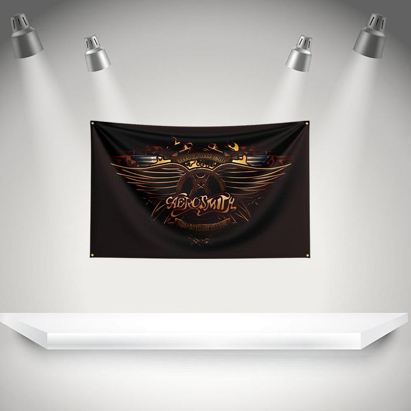 Флаг Aerosmith Баннер Рок-музыкальной группы Настенный ковер с HD-печатью Выставка Фанаты музыкальной группы Декор гаража