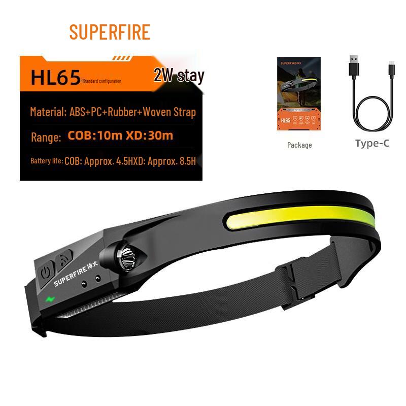 SupFire Ультралегкий мини-налобный фонарь HL65 со светодиодом и датчиком движения