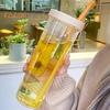 700ml Straw Cup with Foldable Straw Built-in Filter Tea Bin Easy To Clean Versatile Drinking Straw Cup