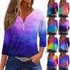 Women's T Shirt Tee Print Button 3/4 SleeveDaily Weekend Fashion Basic V- Neck Regular Top