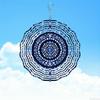 3D Blue Crystal Mandala Wind Spinner – Kinetic Metal Garden Wind Chime with Dynamic Swirling Motion, Intricate Laser-Cut Design for Outdoor Decor