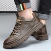 2025 Spring and Summer New Leather Shoes Men's Genuine Leather Trend Casual Shoes Men's Soft Sole Soft Surface British Heightening Men's Shoes