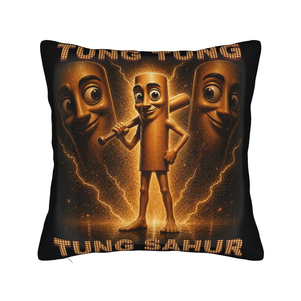 Pillow Case Tung Tung Tung Sahur John Pork Meme Brainrot Design  Pillow Cover For Office Car Home Decor Novelty Pillowcases