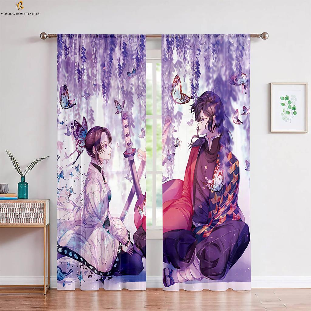 Горячие аниме японские комиксы принтованные шторы подходят для детской комнаты спальни гостиной кухни декоративные шторы