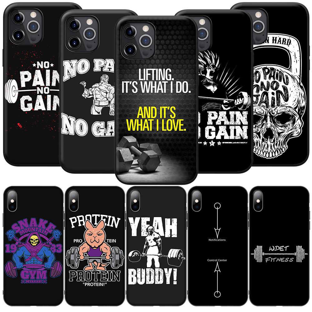 GX154 No Pain No Gain, силиконовый мягкий чехол для спортзала и фитнеса для iPhone 13 12 Mini 11 Pro XS Max XR X 8 7 6 6S Plus 5 5S SE 2020