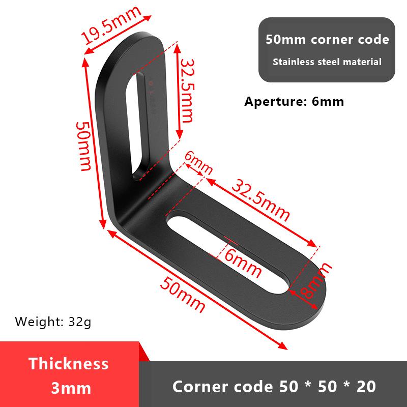 Stainless Steel Adjustable Angle Code Long Hole Activity 90 ° Right Angle Furniture Fixer L-shaped Shelf Bracket Connector