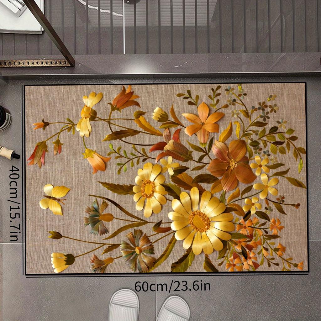 1 шт. кухонные коврики против усталости, водонепроницаемый нескользящий толстый мягкий кухонный коврик OneHouse с цветочным принтом, сверхпрочный комфортный коврик для кухни