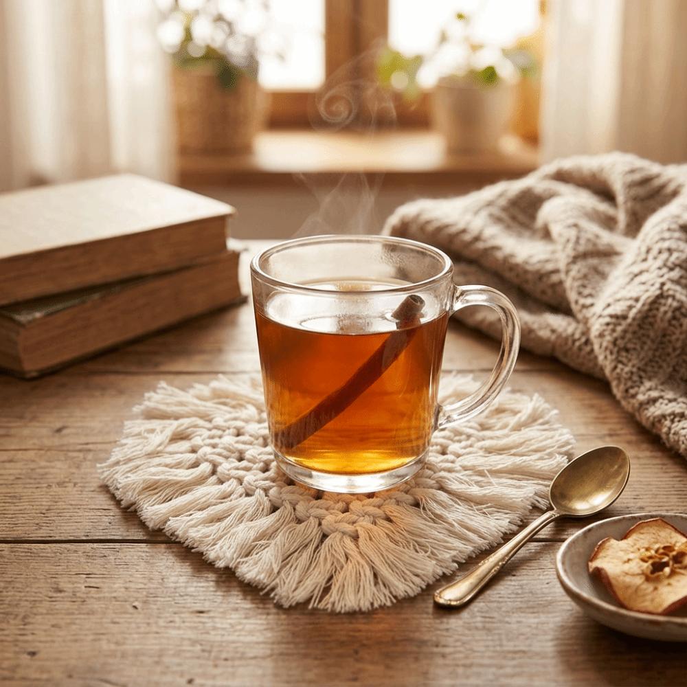 4Pcs Heart Shape Cotton Cup Coaster Light Weight Table Placemat Macrame Drink Mat Coffee Table