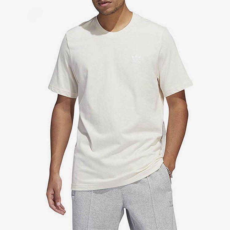 adidas Футболка Originals Trefoil Solid Logo Casual с круглым вырезом, мужские топы, цвет Off-White HN0995