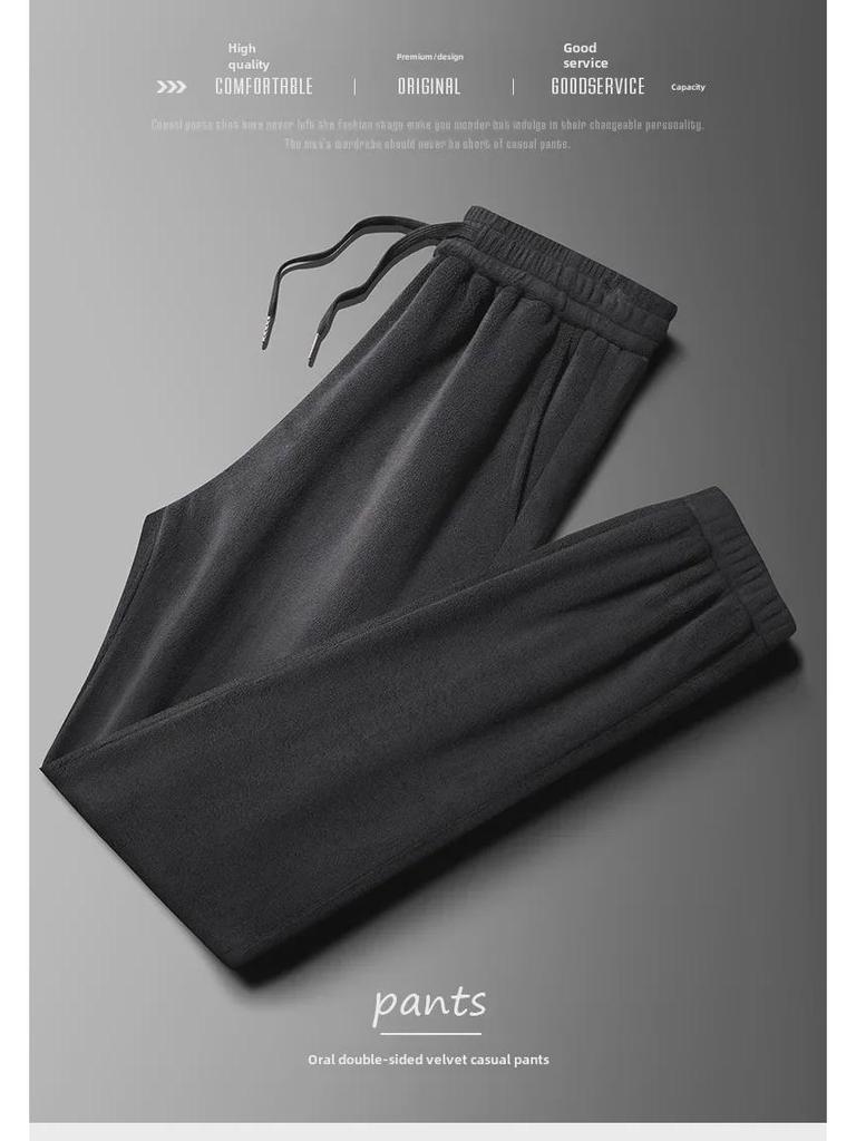 Спортивные брюки свободного кроя в стиле унисекс в стиле «американское ретро» — двухсторонний флис, повседневный вариант для осени и зимы.