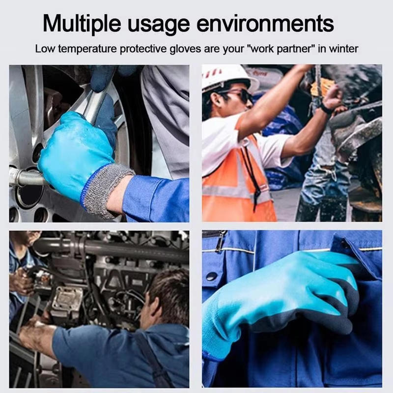 Зимние водонепроницаемые рабочие защитные утепленные термоперчатки противоскользящие резиновые садовые перчатки для защиты рук рабочего строителя