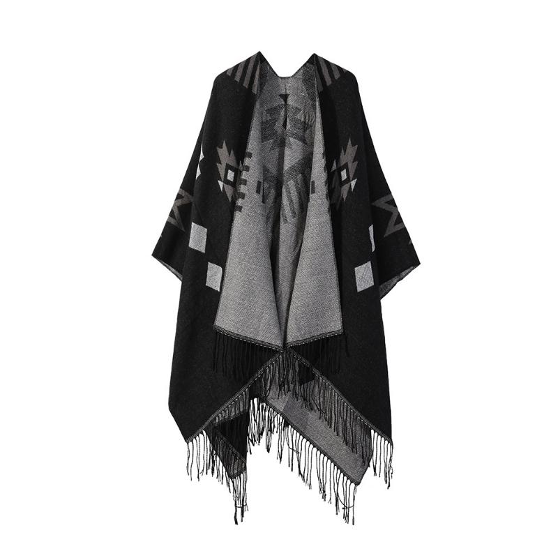 Ethnic Style Shawl Summer Outer Wear Women's Large Shawl Cape Cloak High-end Knitted Scarf