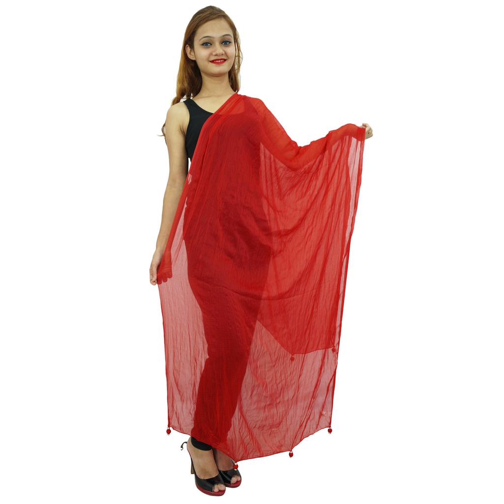 Индийский палантин Dupatta Chunni из смесового шифона, длинный шарф с запахом и кисточками