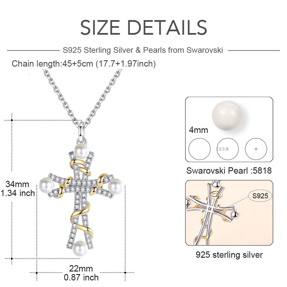 Malanda Новая мода стерлингового серебра 925 пробы жемчуг крест кулон ожерелье для женщин вечерние ювелирные аксессуары подарок для влюбленных девушек