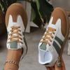 Модные лаконичные кроссовки в стиле пэчворк, женские модные полосатые спортивные туфли из искусственной ПУ кожи, женские низкие кеды на шнуровке с вулканизированной подошвой