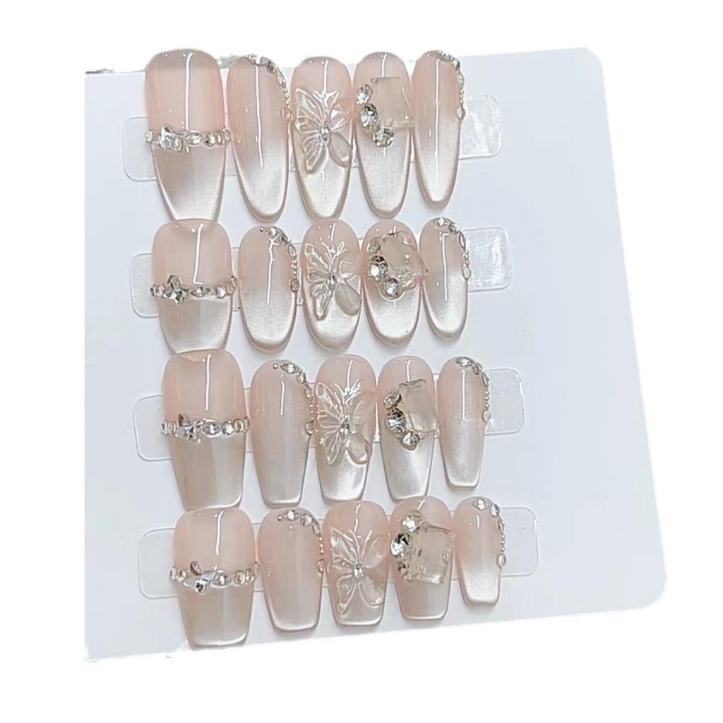 Чисто ручная работа Фототерапия Носимый Маникюр Кошачий глаз Мечта Бабочка Оригинальный Многоразовый Патч Можно Снять