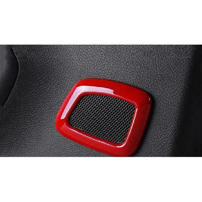For Jeep Compass 17-2021 Glossy Red Rear Door Speaker Sound Frame Trim 2pcs