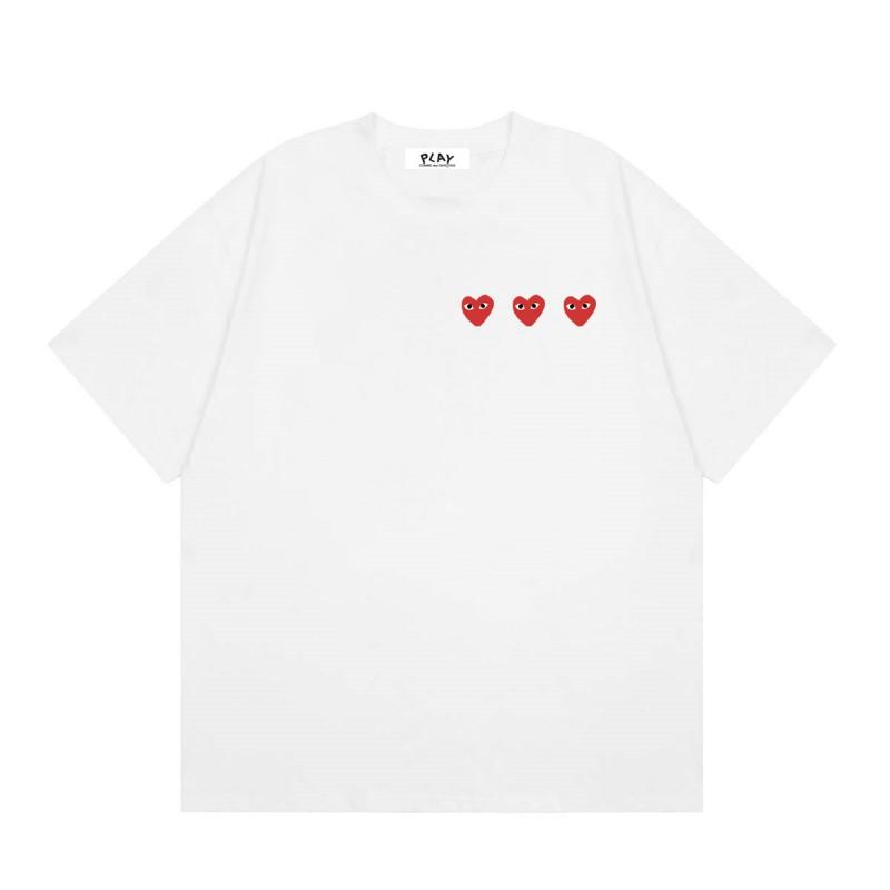 Cotton Short Sleeve T-Shirt With Heart Embroidery Couples Loose Fit Unisex Streetwear Tee