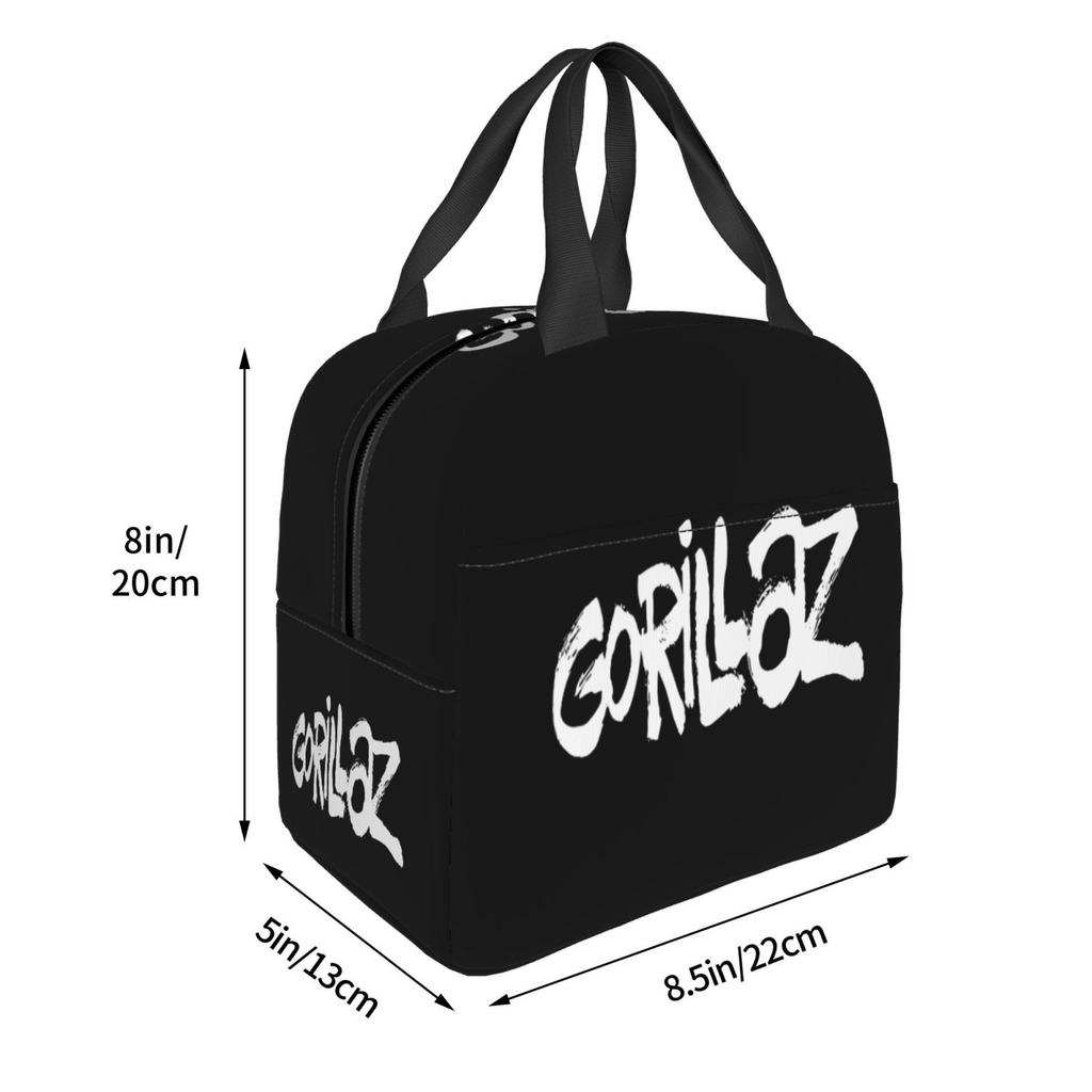 Gorillaz Text Print Insulated Lunch Bag for School Waterproof Cooler Thermal Lunch Box Women Children Food Container Tote Bags