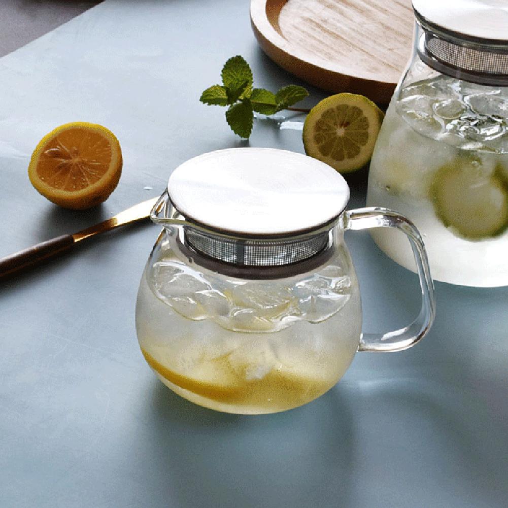 Прозрачный стеклянный чайник со съемной крышкой-фильтром, многофункциональный стильный заварочный чайник, легко моющийся заварочный чайник для офиса/дома