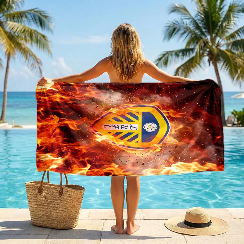 Пляжное полотенце Leeds United Football Мягкое из микрофибры Летнее полотенце Быстросохнущее Впитывающее полотенце для пляжа Бассейна Путешествий
