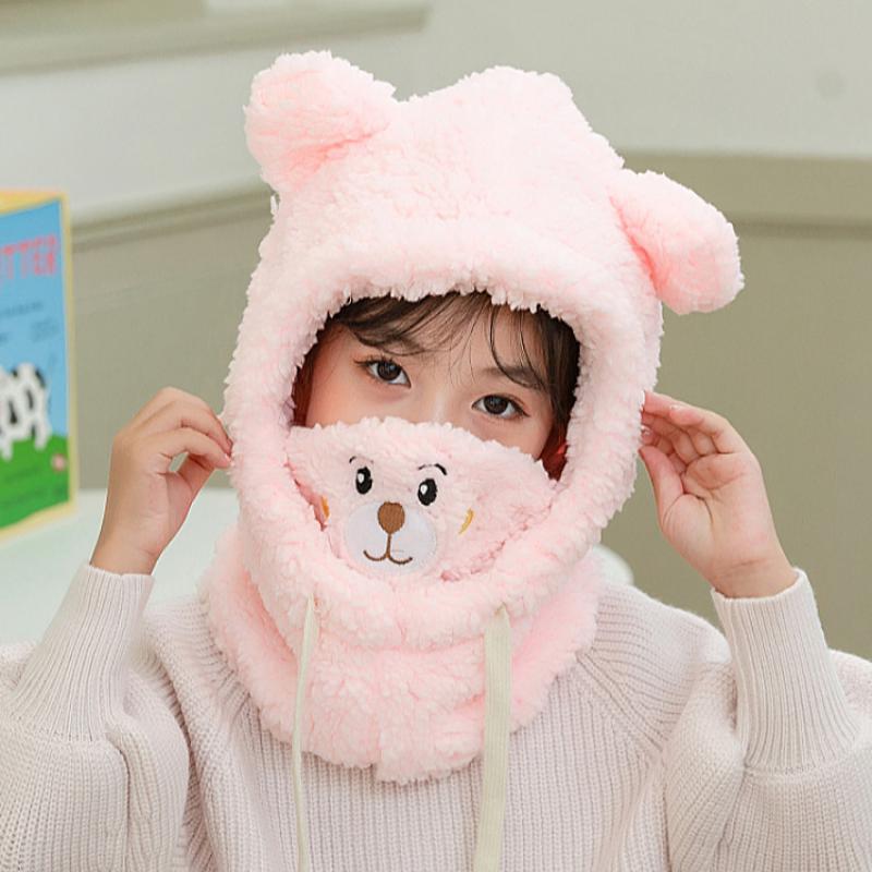 3-9 лет Мультяшная шапка для девочек и мальчиков, шарф, утепленная шапка, зимняя шапка для детей, детские вещи для новорожденных, детская шапка плюс флисовые детские шапки