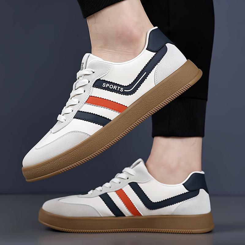 Fashion Men's Leather Walking Flats Male Daily Skate Shoes Comfortable Business Dress Sneakers Breathable Lace-up Outdoor Shoes