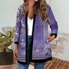 Women's Fall And Winter Fashion Casual Printed Long Sleeve Mid-Length Cardigan Jacket