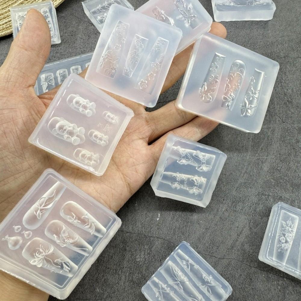 3D Форма для Карвинга на Ногтях Прозрачный Силиконовый Трафарет Новый Трафарет для Дизайна Ногтей Украшение для Ногтей