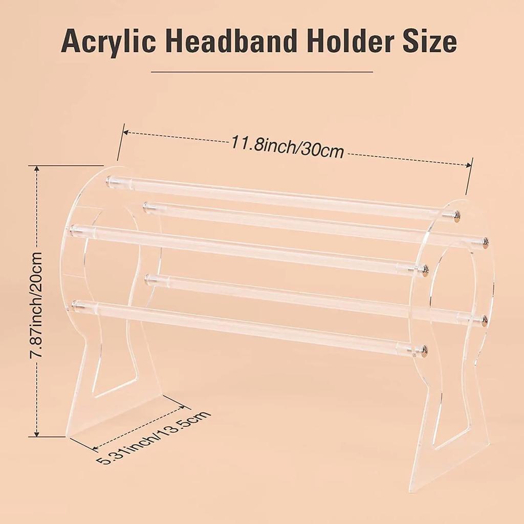 Acrylic Headband Holder Clear Hollow HairHoop Storage Rack Display Stand Jewelry Organizer Detachable Headband Display Organizer