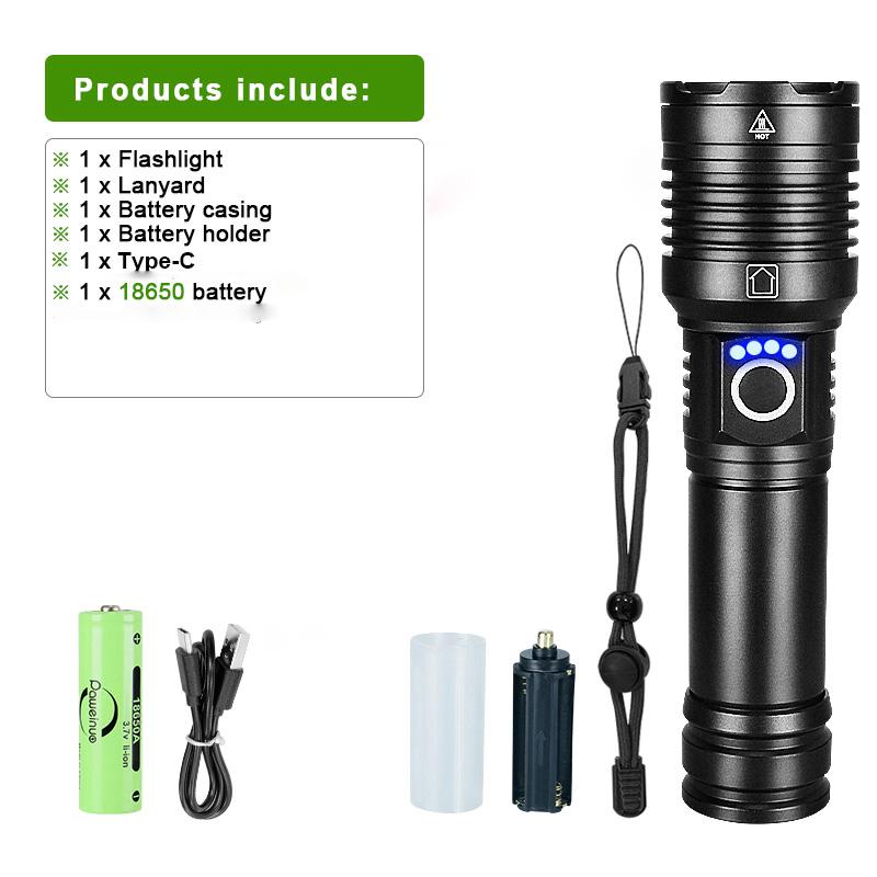 High Power Torch XHP360 LED Flashlight Self-protection Torch Light Waterproof Lamp Zoomable Flash Light Long Range Lantern