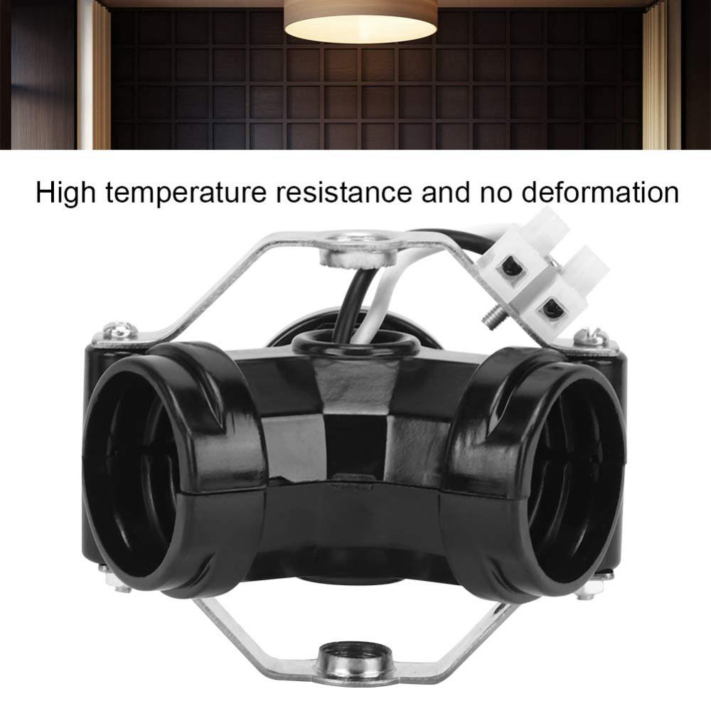 2Pcs Black Light Bulb Socket Splitters Phenolic Three-pronged Lamp Holder  Electrician