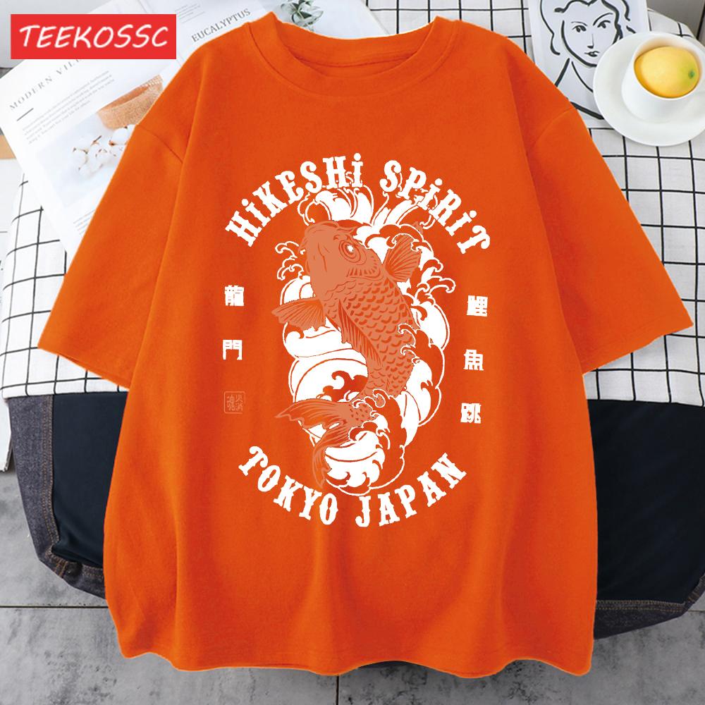 Футболки с принтом Hikeshi Spirit Токио Япония Для Мужчин Хлопок Круглый Вырез Футболка Спортивная Универсальная Верх Летний Мужской Новый Свободный Короткий Рукав