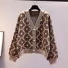 Knit Sweater Tops Women Autumn Casual Outer Cardigan V-Neck Sweater Women Vintage Loose Long Sleeve Jacket