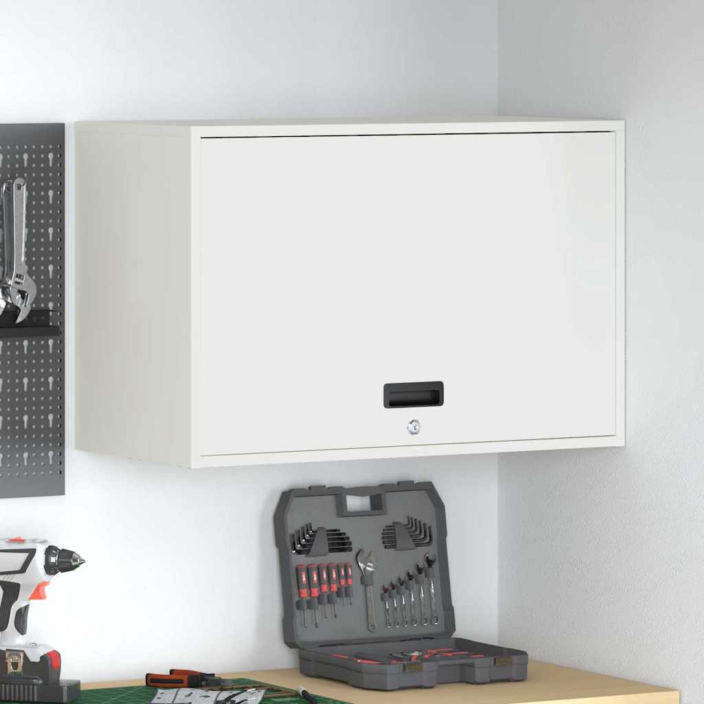 Wall Mounted Garage Cabinet with Gas Spring Door White