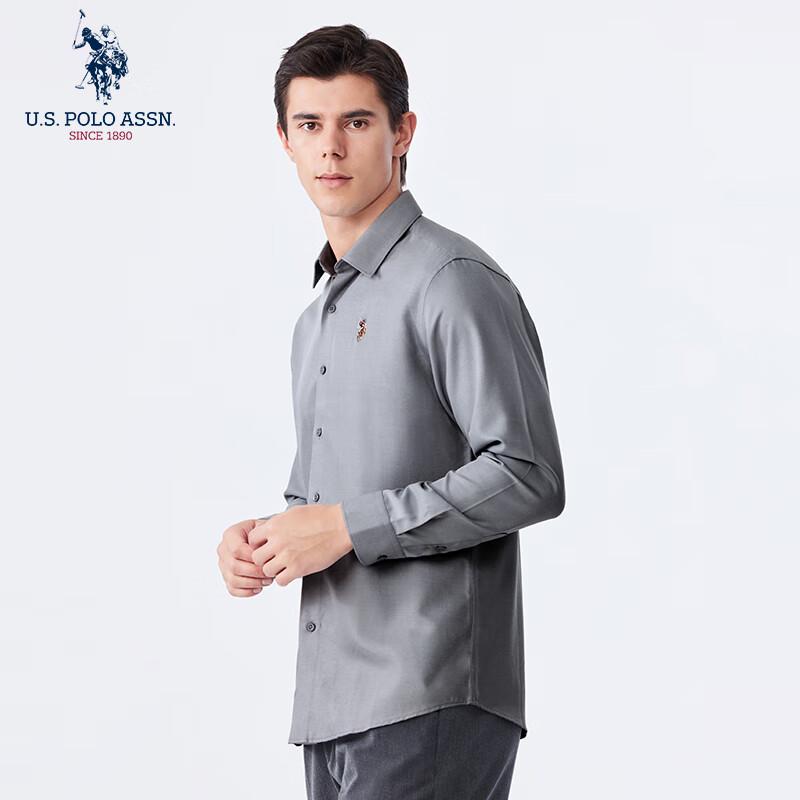 U.S. Polo Assn. Мужская рубашка с длинным рукавом из смесовой шерсти в стиле business casual