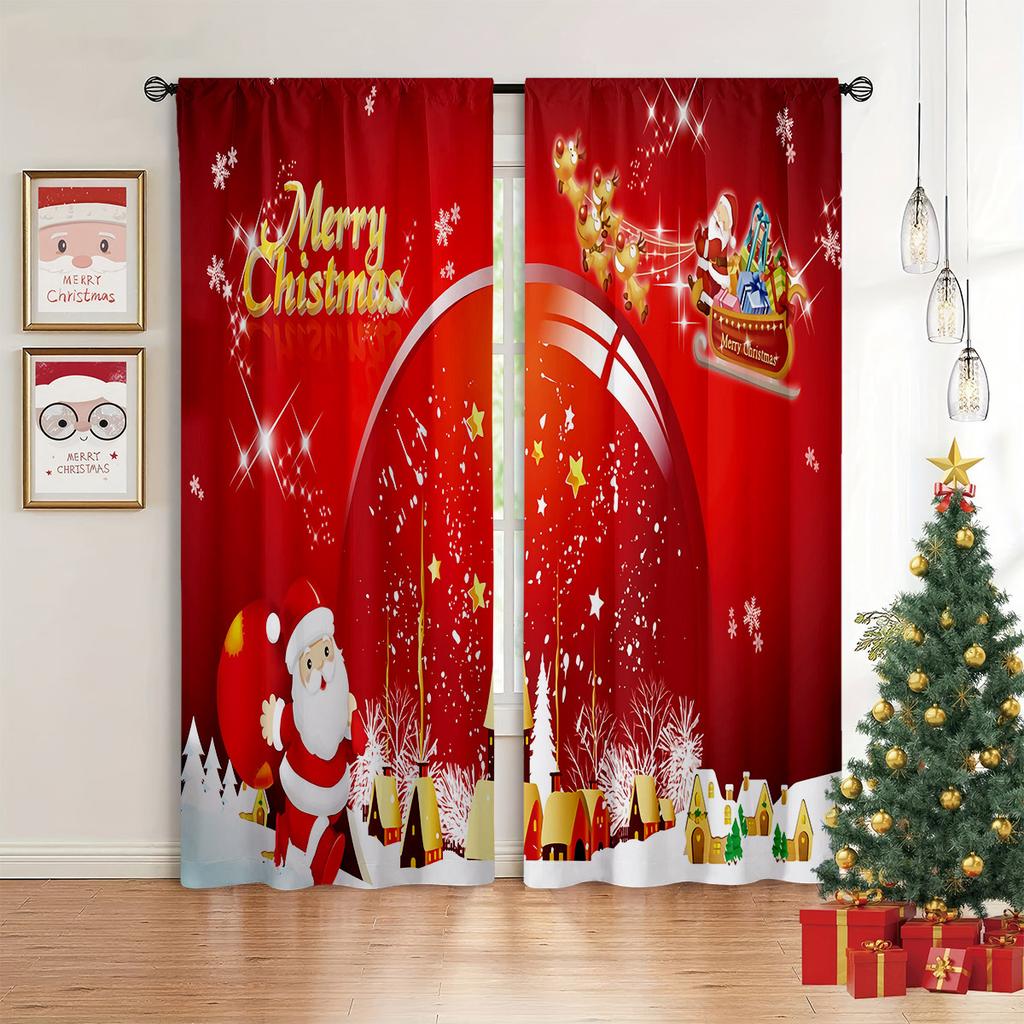 3D рождественские украшения Рождественские занавески Красные украшения Оконные занавески Солнцезащитные экраны Домашний текстиль Сад