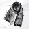 Women Scarf Patchwork Color Tassel Trim Wrinkle Shawl Scarf Soft Comfortable