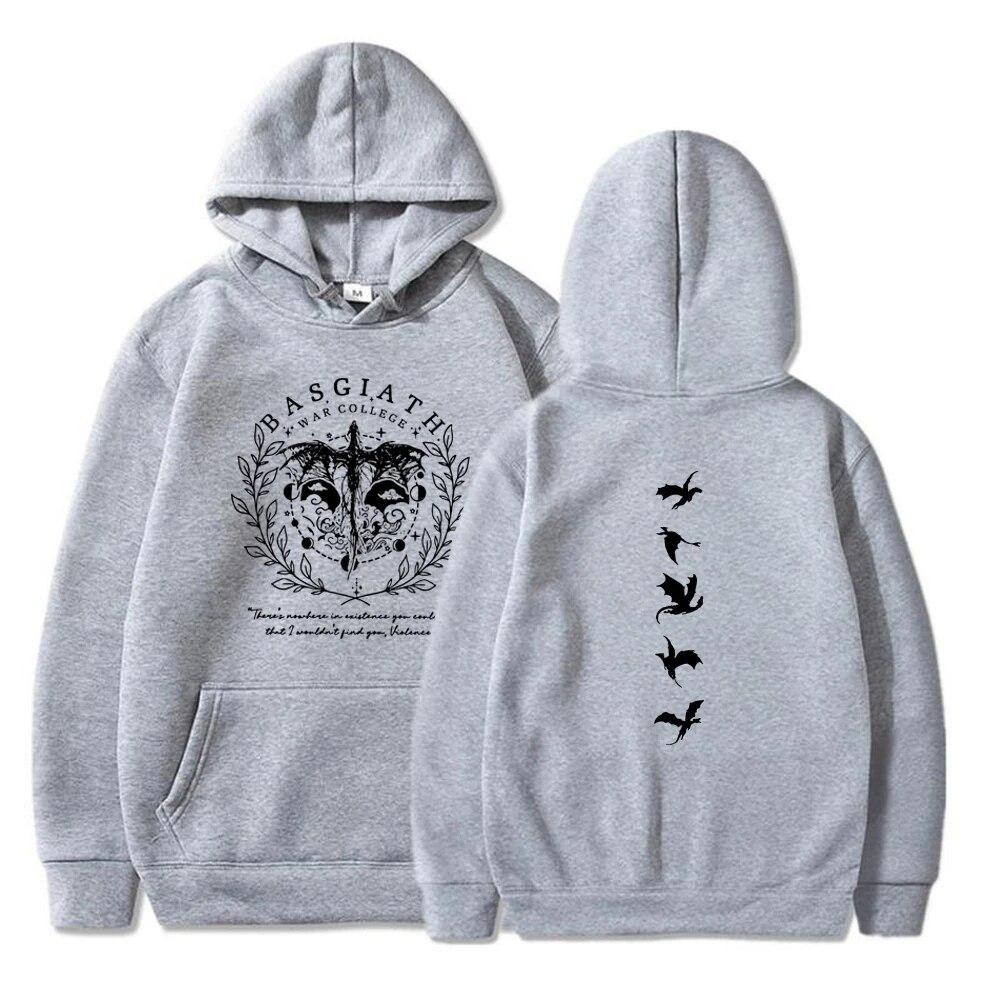 Vintage Bookish Hoodie Women Double Sided Fourth Wing Basgiath War College Hooded Sweatshirt Casual Fashion