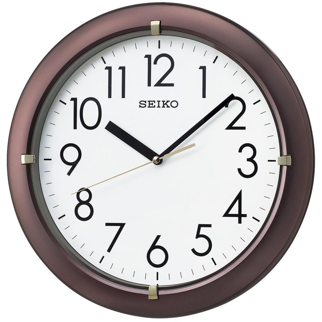 Seiko Часы настенные аналоговые коричневые металлические KX621B