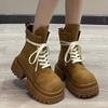 Женские ботильоны на толстой платформе, дизайнерская кожаная обувь, зимняя тенденция 2024 года, новые модные короткие зимние мотоциклетные ботинки на молнии Botas De Mujer