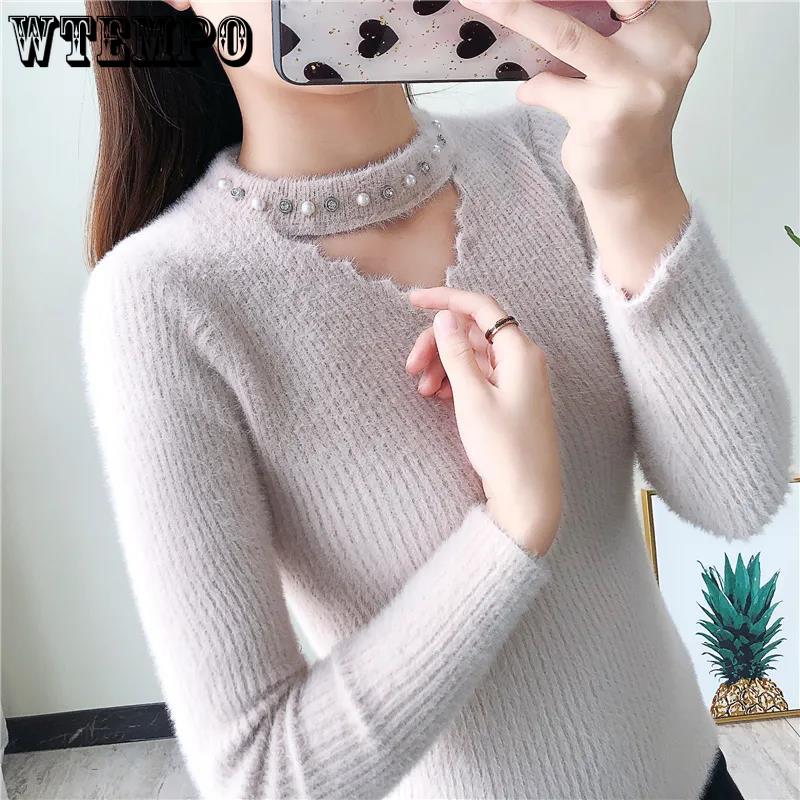 Hollow Out Slim Sweaters Women's Knitted Pullovers Long Sleeve Bottoming Shirts Harajuku Commute Autumn Winter Sweaters