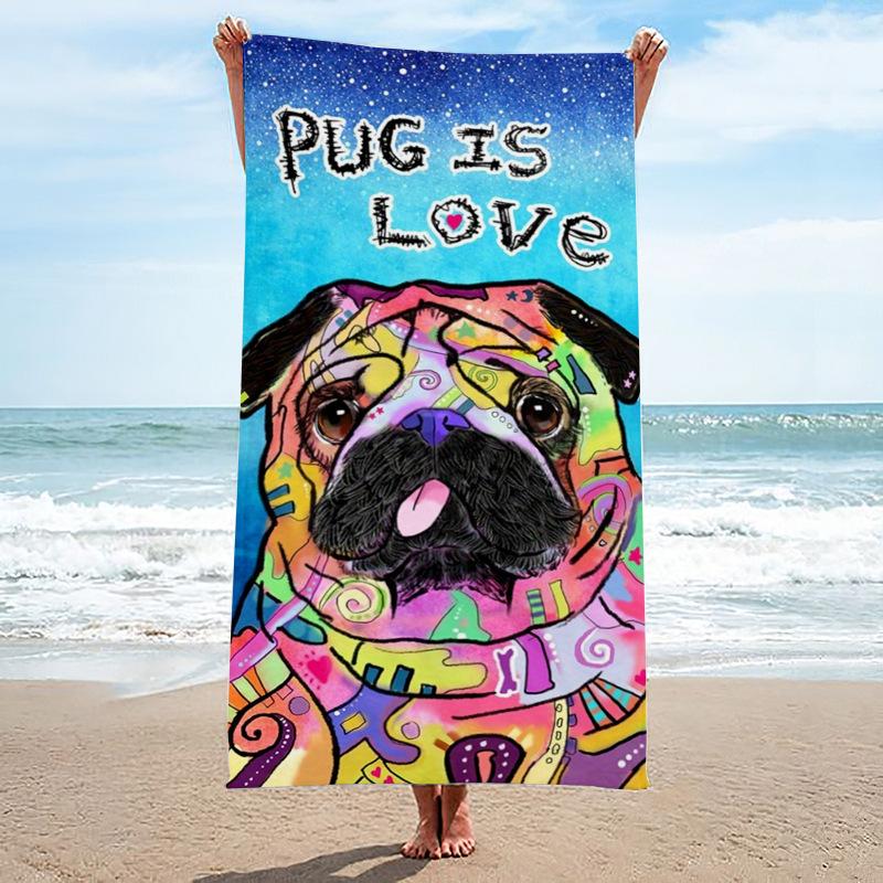 Beach Towel, Bath Towel, Microfiber Towel, Rectangular Beach Mat, Digital Printing Bath Towel, Shawl To Map