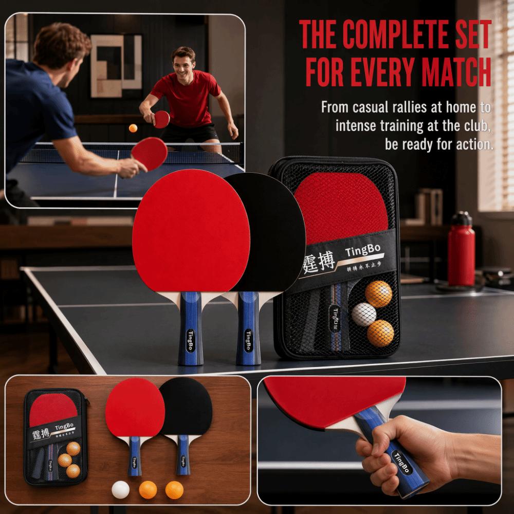 6PCS Poplar Wood Table Tennis Paddle Set Dual Rackets Table Tennis Rackets Beginner Training