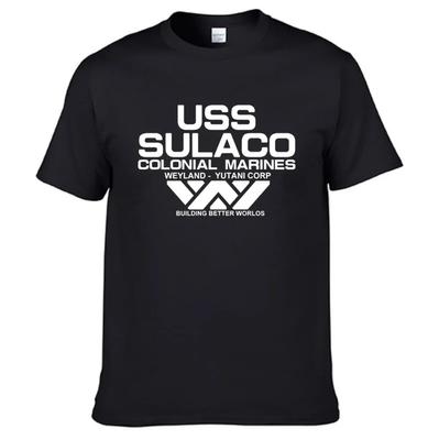 Мужские футболки USCSS Sulaco Колониальные Морпехи С принтом Короткий рукав для папы Футболки Хлопок Топы Большого размера Повседневные с коротким рукавом