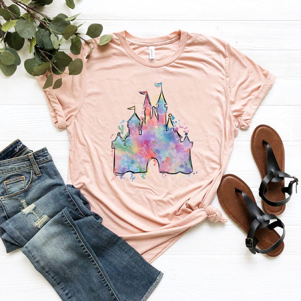 Watercolor Castle T Shirt Princess Castle Shirt Vacation Tshirt Magical Castle Shirts Animal Kingdom T-Shirt Matching Family Tee Unisex