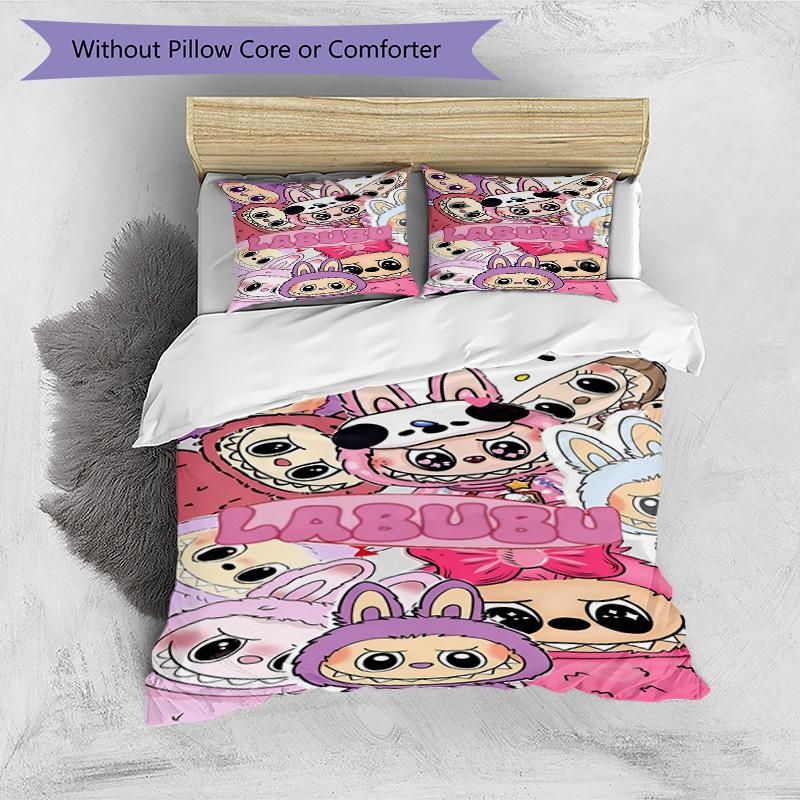 3pcs Duvet Cover Set (1*Duvet Cover + 2*Pillowcase, Without Core), Labubu Print Bedding Set, Bedroom Decor, All‑Season, Birthday Gift