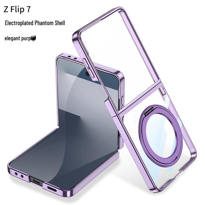 Чехол для Samsung Z Flip7 со складным держателем-кольцом MagSafe с вращением и защитой окна