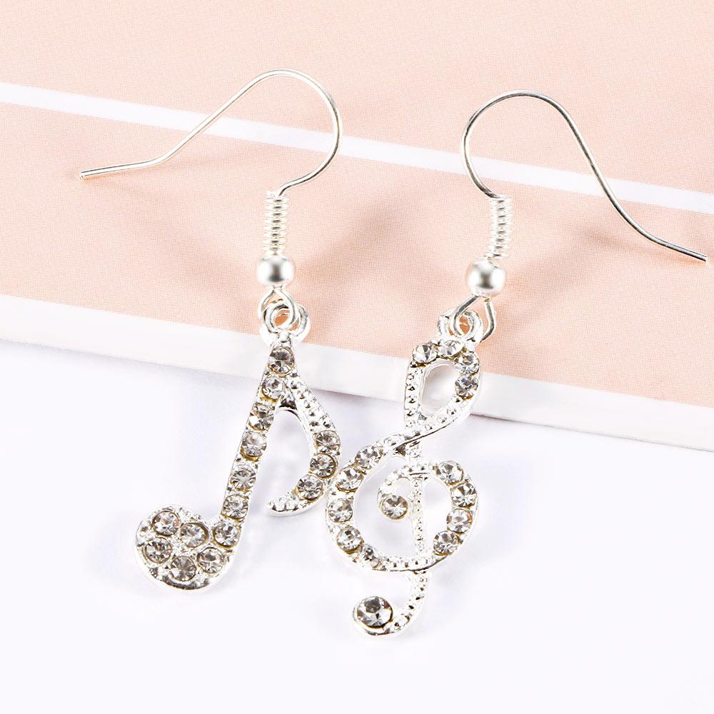 New Brand Summer Music Note Drop Crystal Dangle Drop Earring Fashion Accessories Earrings Jewelry