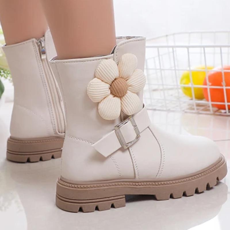 Ботинки для девочек, универсальные, с цветами, милые, детские, дышащие, простые, нескользящие, модные детские ботинки